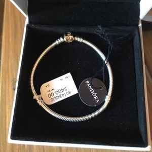 Pandora moments 14k gold clasp sterling bracelet